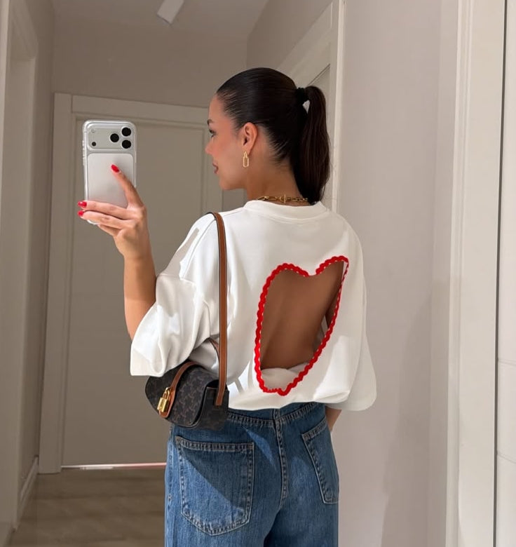 open back heart t-shirt