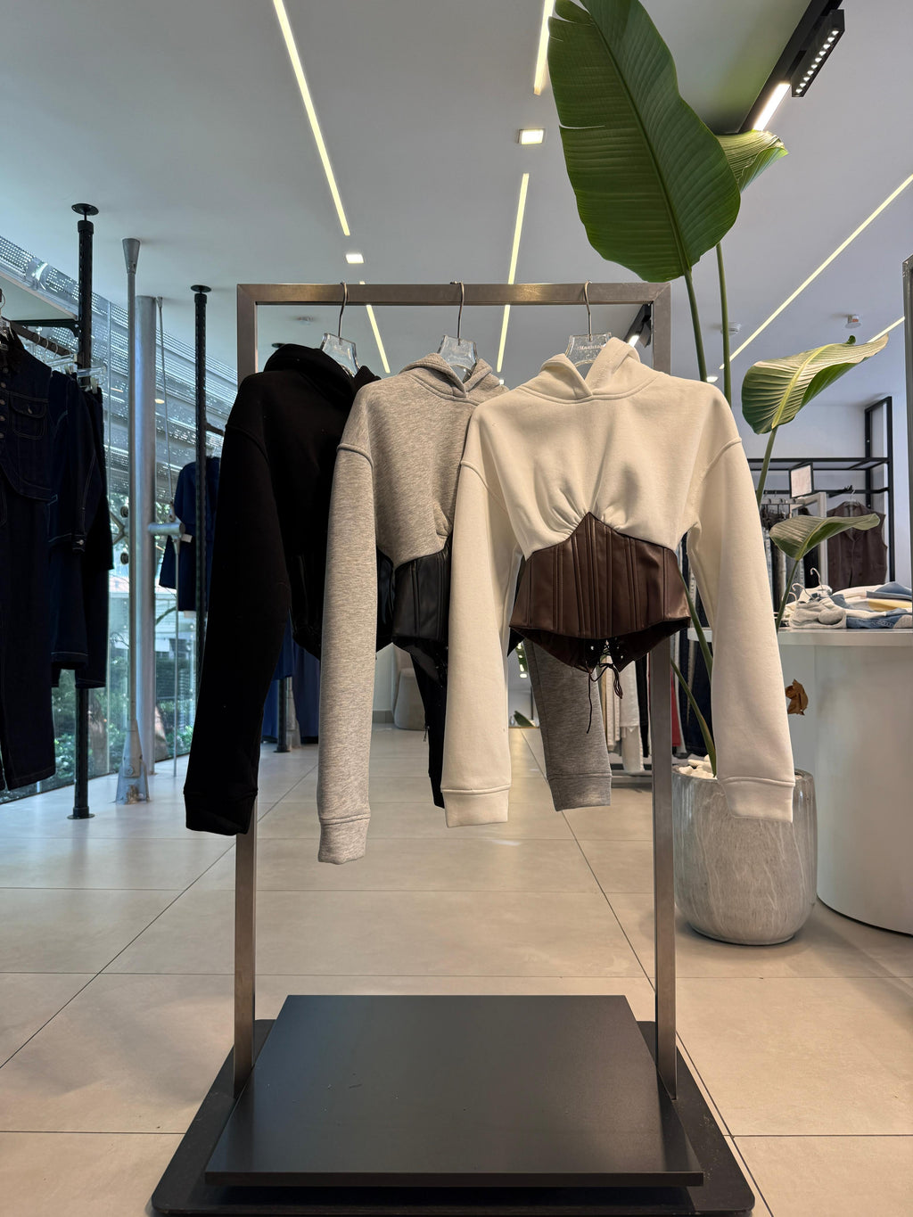 Corset leather hoodie  (6618)