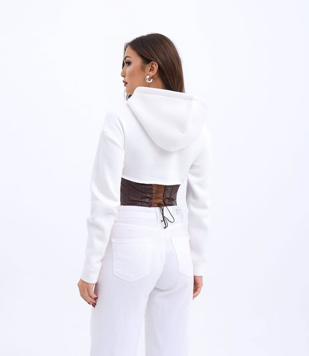 Corset leather hoodie  (6618)