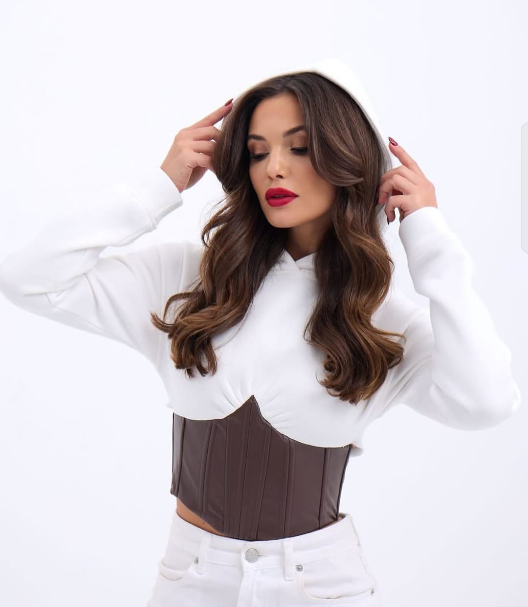 Corset leather hoodie  (6618)